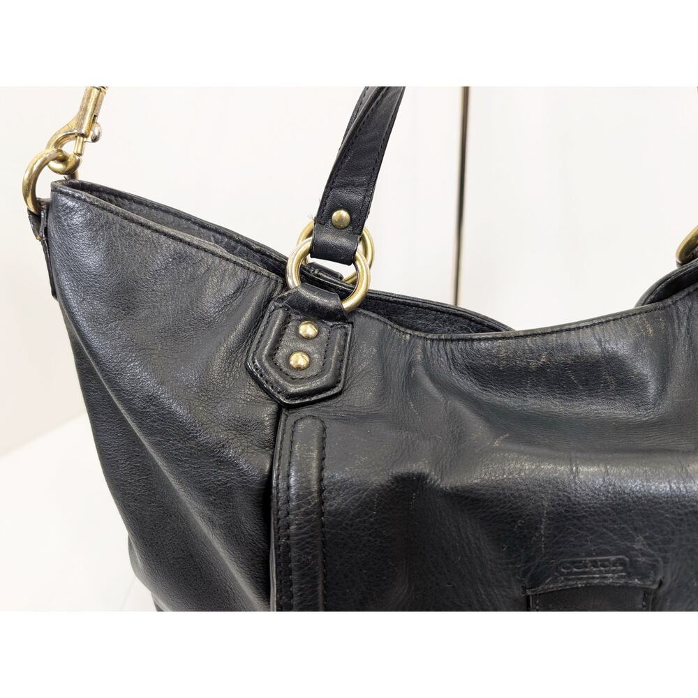 Coach Izzy Leather Carryall Satchel Bag Black Double Handle Purse F24683 - Picture 2 of 16